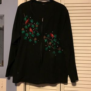 Black Fleece like Zippered Top/Sweater.  Size XL-2XL